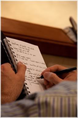 man writing