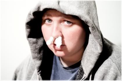 tissues up nose