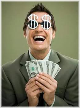 man holding money happy