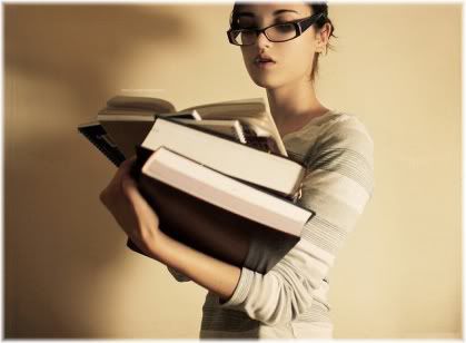 woman with books