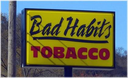 bad habits tobacco sign