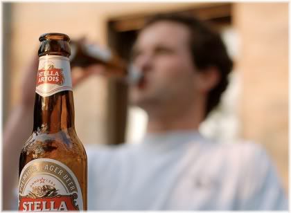 man drinking beer