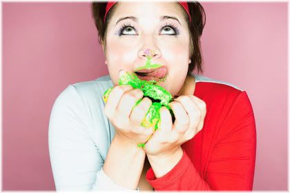 woman eating cake