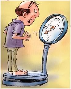 man on weighing scale