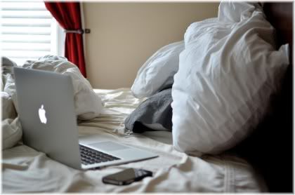 laptop on bed